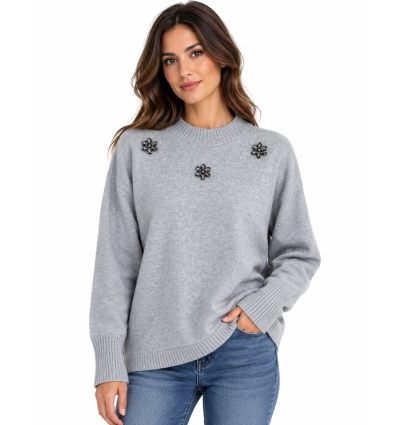 MAGLIONCINO FIORI DI STRASS MORE